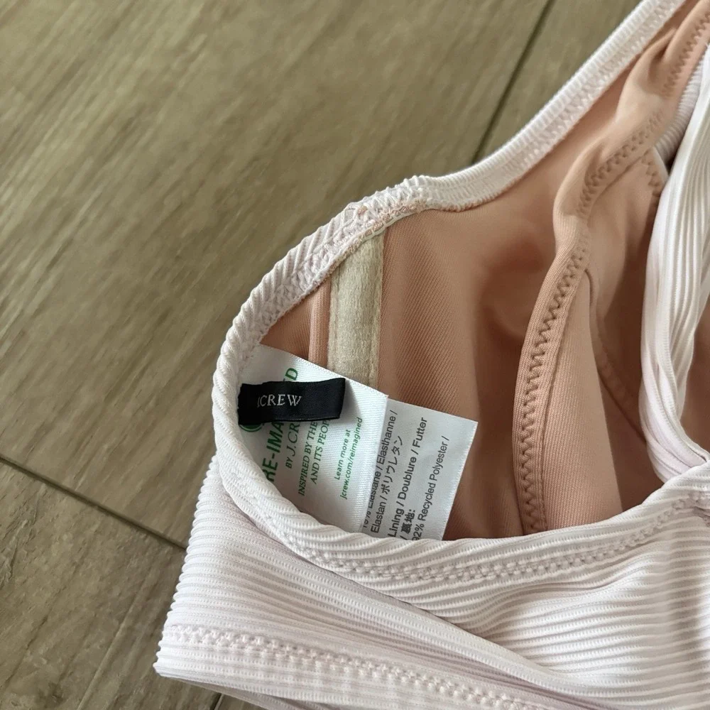 J. Crew Bikini Top 38D Baby Pink Ribbed Cross-Back Underwire BE810